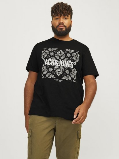 Jack & Jones JJPAISLEY T-Shirt Black - Magliette - Magliette Uomo Taglie Forti
