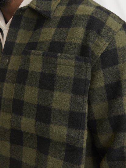 Jack & Jones ZAC Brushed Long Sleeve Overshirt Green - Camicie - Camicie Taglie Forti Uomo