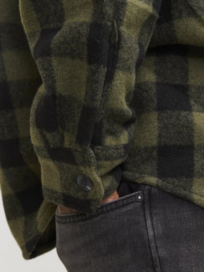 Jack & Jones ZAC Brushed Long Sleeve Overshirt Green - Camicie - Camicie Taglie Forti Uomo