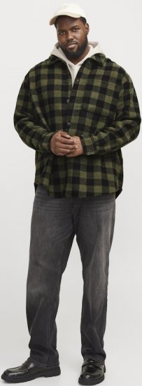 Jack & Jones ZAC Brushed Long Sleeve Overshirt Green - Camicie - Camicie Taglie Forti Uomo