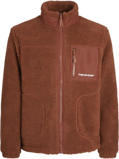 Jack & Jones ESTERBRO High Collar Teddy Jacket Brandy Brown - Giubbotti - Giubbotti Uomo Taglie Forti