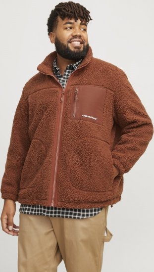 Jack & Jones ESTERBRO High Collar Teddy Jacket Brandy Brown - Giubbotti - Giubbotti Uomo Taglie Forti