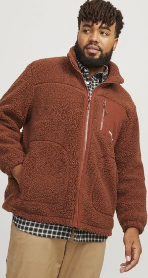Jack & Jones ESTERBRO High Collar Teddy Jacket Brandy Brown - Giubbotti - Giubbotti Uomo Taglie Forti