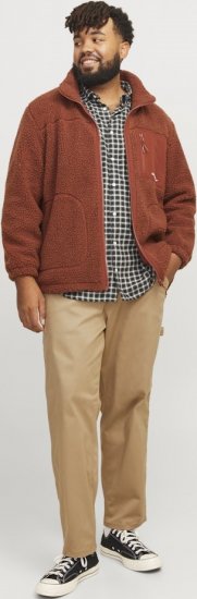 Jack & Jones ESTERBRO High Collar Teddy Jacket Brandy Brown - Giubbotti - Giubbotti Uomo Taglie Forti