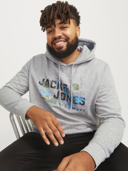 Jack & Jones JCOOUTDOOR Hoodie Light Grey - Felpe & felpe con cappuccio - Felpe & Felpe con Cappuccio Uomo Taglie Forti