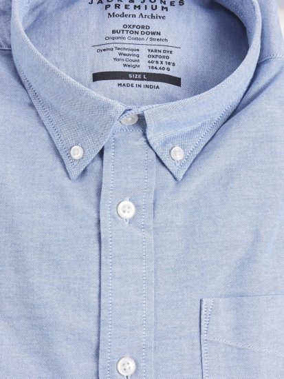 Jack & Jones Brook Oxford Long Sleeve Shirt Cashmere Blue - Camicie - Camicie Taglie Forti Uomo