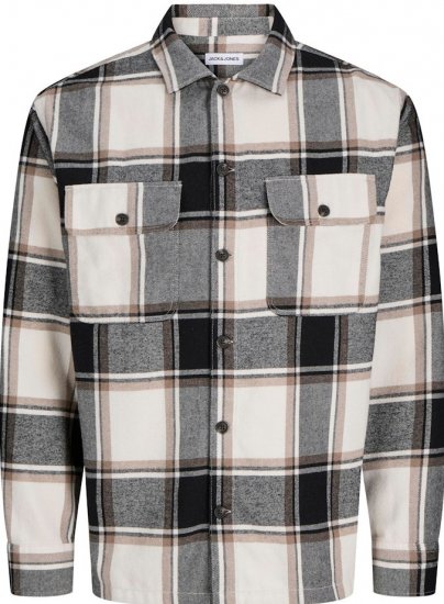 Jack & Jones Charge Overshirt Long Sleeve Crockery - Camicie - Camicie Taglie Forti Uomo