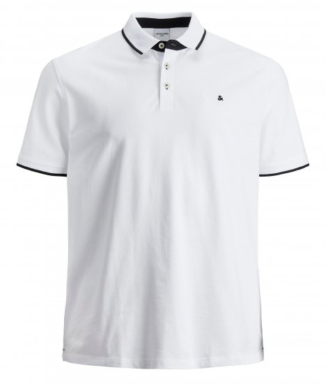 Jack & Jones PAULOS Short Sleeve Polo White/PS - Polo - Polo Uomo Taglie Forti