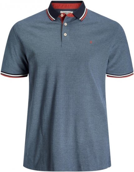 Jack & Jones PAULOS Short Sleeve Polo Denim Blue/PS - Polo - Polo Uomo Taglie Forti