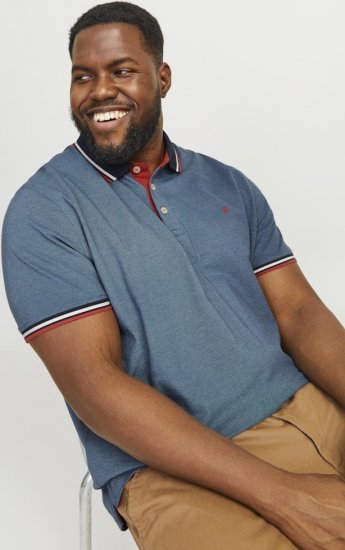 Jack & Jones PAULOS Short Sleeve Polo Denim Blue/PS - Polo - Polo Uomo Taglie Forti