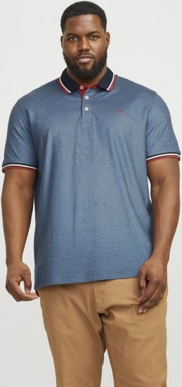 Jack & Jones PAULOS Short Sleeve Polo Denim Blue/PS - Polo - Polo Uomo Taglie Forti
