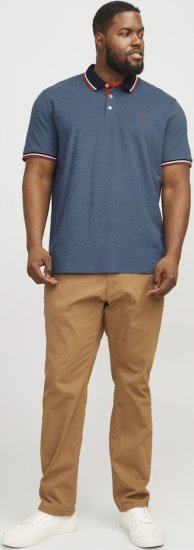 Jack & Jones PAULOS Short Sleeve Polo Denim Blue/PS - Polo - Polo Uomo Taglie Forti
