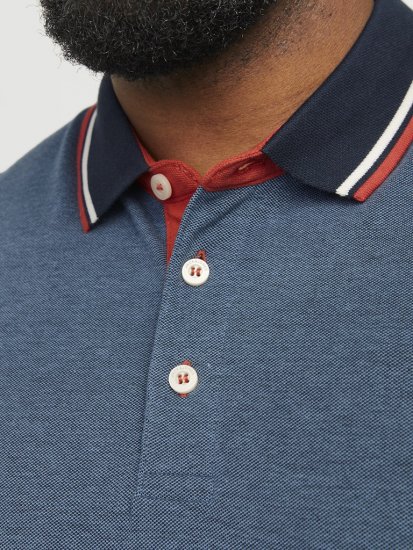Jack & Jones PAULOS Short Sleeve Polo Denim Blue/PS - Polo - Polo Uomo Taglie Forti