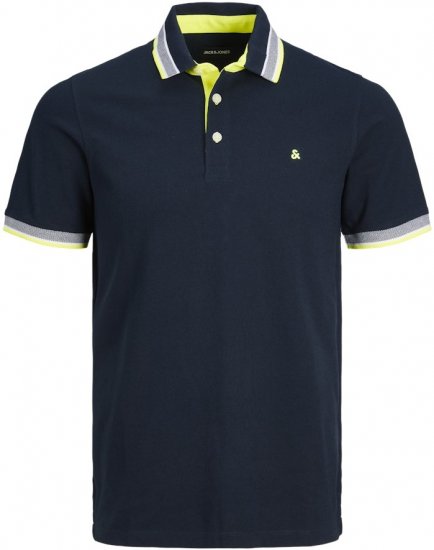 Jack & Jones PAULOS Short Sleeve Polo Dark Navy/NEON - Polo - Polo Uomo Taglie Forti