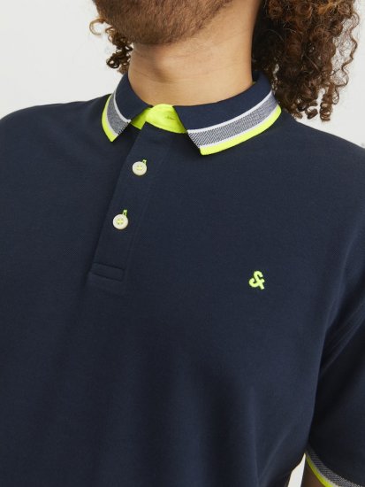 Jack & Jones PAULOS Short Sleeve Polo Dark Navy/NEON - Polo - Polo Uomo Taglie Forti