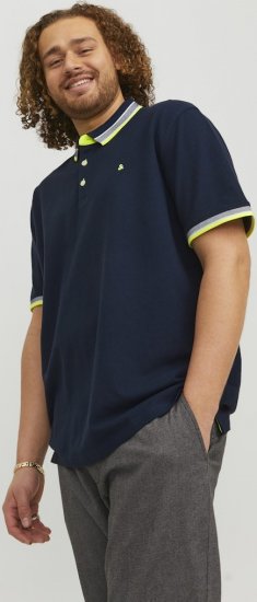 Jack & Jones PAULOS Short Sleeve Polo Dark Navy/NEON - Polo - Polo Uomo Taglie Forti