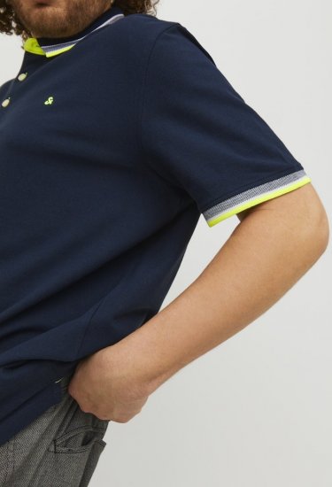 Jack & Jones PAULOS Short Sleeve Polo Dark Navy/NEON - Polo - Polo Uomo Taglie Forti