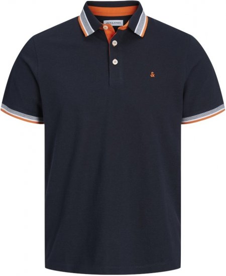 Jack & Jones PAULOS Short Sleeve Polo Black Navy/NEON - Polo - Polo Uomo Taglie Forti