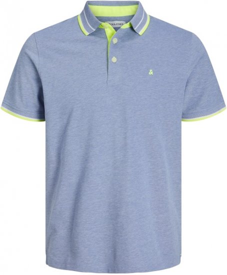 Jack & Jones PAULOS Short Sleeve Polo Light Blue/NEON - Polo - Polo Uomo Taglie Forti
