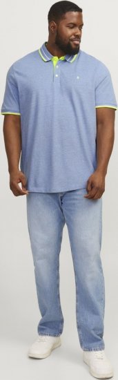 Jack & Jones PAULOS Short Sleeve Polo Light Blue/NEON - Polo - Polo Uomo Taglie Forti