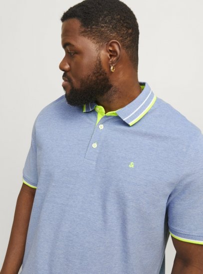 Jack & Jones PAULOS Short Sleeve Polo Light Blue/NEON - Polo - Polo Uomo Taglie Forti