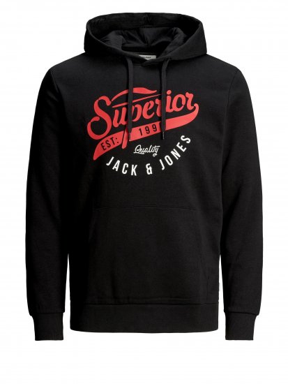 Jack & Jones Elogo Sweat Hood Black - Felpe & felpe con cappuccio - Felpe & Felpe con Cappuccio Uomo Taglie Forti