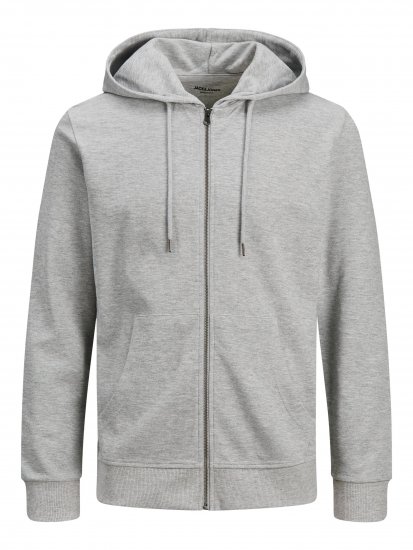 Jack & Jones Basic Sweat Zip Hood Light Grey Melange - Felpe & felpe con cappuccio - Felpe & Felpe con Cappuccio Uomo Taglie Forti