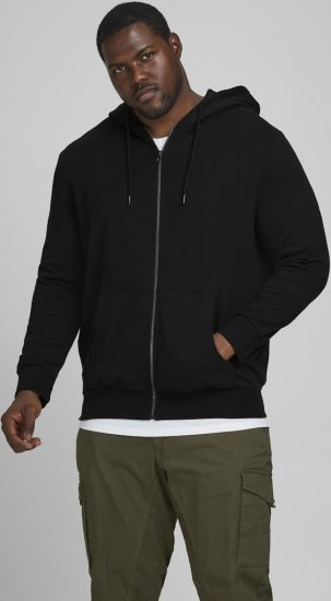 Jack & Jones Basic Sweat Zip Hood Black - Felpe & felpe con cappuccio - Felpe & Felpe con Cappuccio Uomo Taglie Forti