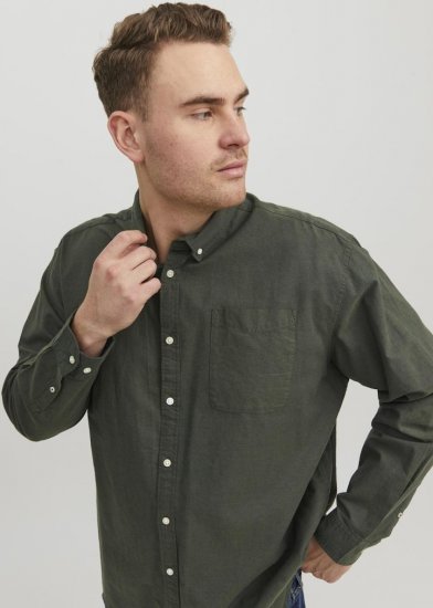 Jack & Jones OXFORD LS Shirt Green - Camicie - Camicie Taglie Forti Uomo