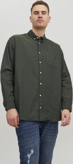 Jack & Jones OXFORD LS Shirt Green - Camicie - Camicie Taglie Forti Uomo