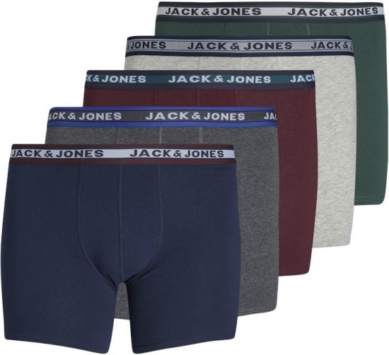 Jack & Jones OLIVER Trunks 5-Pack Dark Grey Melange - Intimo & costumi da bagno - Intimo Taglie Forti Uomo