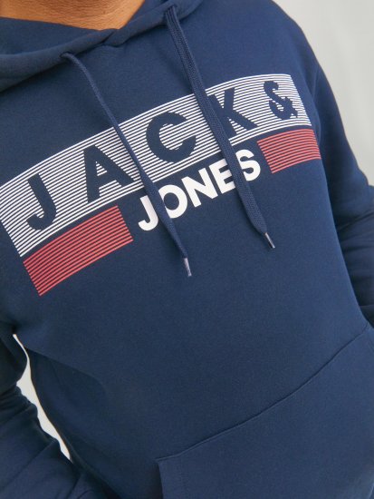 Jack & Jones CORP LOGO PLAY 4 Print Hoodie Navy Blazer - Felpe & felpe con cappuccio - Felpe & Felpe con Cappuccio Uomo Taglie Forti