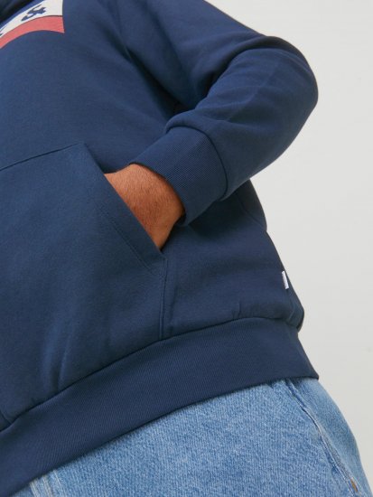 Jack & Jones CORP LOGO PLAY 4 Print Hoodie Navy Blazer - Felpe & felpe con cappuccio - Felpe & Felpe con Cappuccio Uomo Taglie Forti