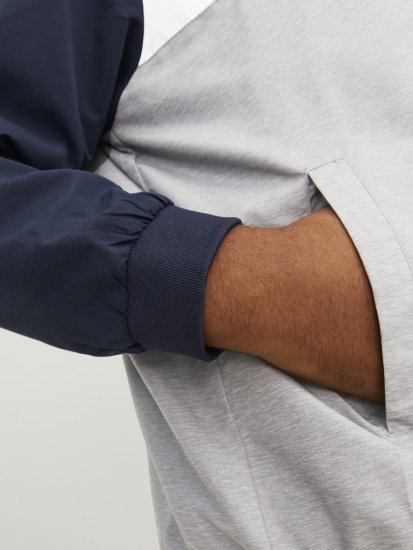 Jack & Jones RUSH White/Grey Blocking Bomber Jacket with Hood Navy Blazer - Giubbotti - Giubbotti Uomo Taglie Forti