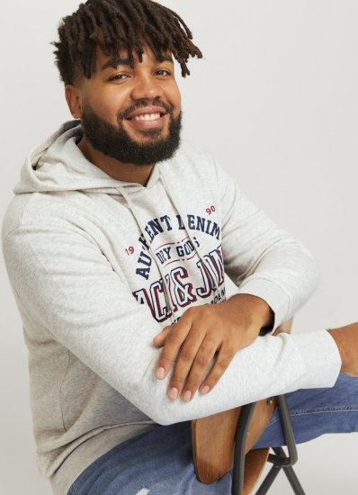 Jack & Jones 2 COL LOGO Hoodie White Melange - Felpe & felpe con cappuccio - Felpe & Felpe con Cappuccio Uomo Taglie Forti