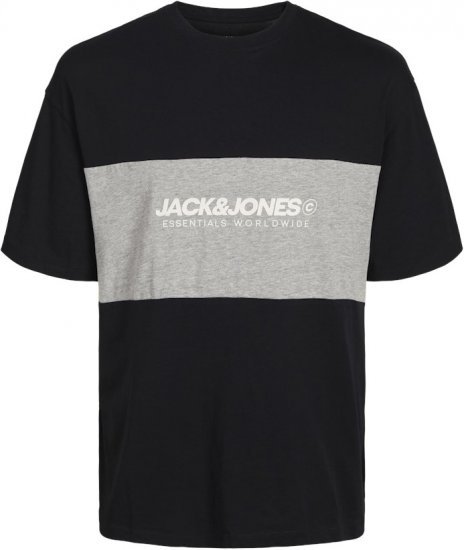 Jack & Jones LEGACY BLOCKING T-Shirt Black - Magliette - Magliette Uomo Taglie Forti