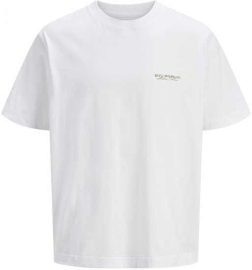 Jack & Jones Lington Crew Neck T-Shirt Bright White - Magliette - Magliette Uomo Taglie Forti