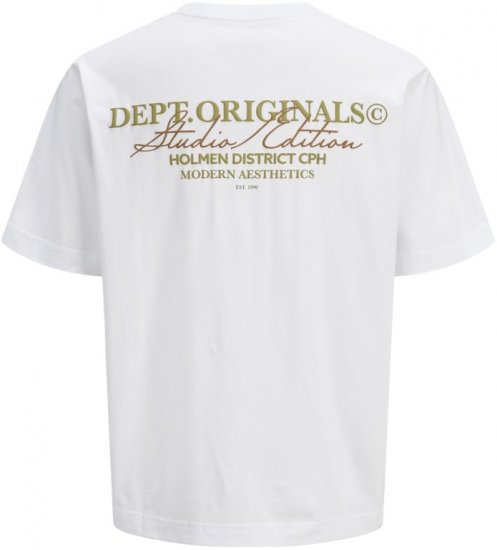 Jack & Jones Lington Crew Neck T-Shirt Bright White - Magliette - Magliette Uomo Taglie Forti