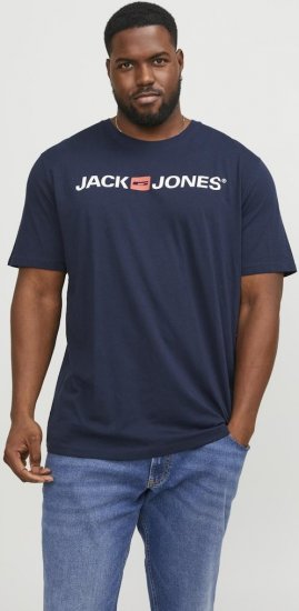 Jack & Jones Corp Logo Crew Neck T-Shirt Navy Blazer - Magliette - Magliette Uomo Taglie Forti