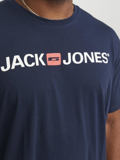 Jack & Jones Corp Logo Crew Neck T-Shirt Navy Blazer - Magliette - Magliette Uomo Taglie Forti