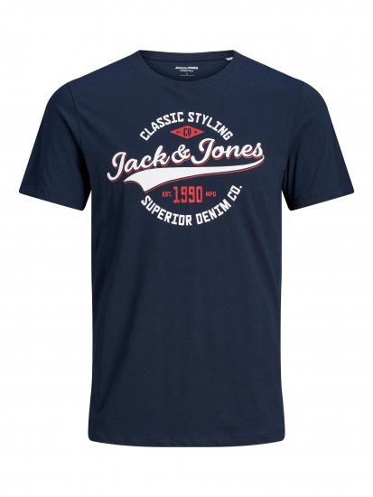 Jack & Jones JJELOGO TEE Navy - Magliette - Magliette Uomo Taglie Forti