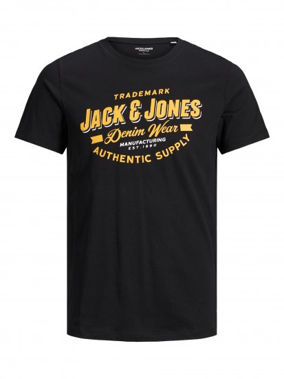 Jack & Jones JJELOGO TEE Black - Magliette - Magliette Uomo Taglie Forti