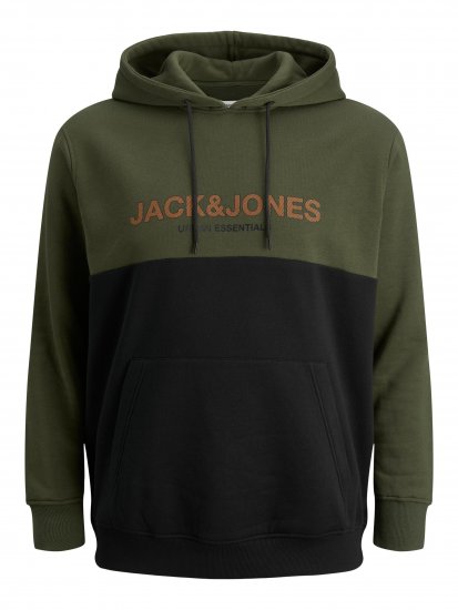 Jack & Jones JJEURBAN BLOCKING SWEAT Forest Green - Felpe & felpe con cappuccio - Felpe & Felpe con Cappuccio Uomo Taglie Forti
