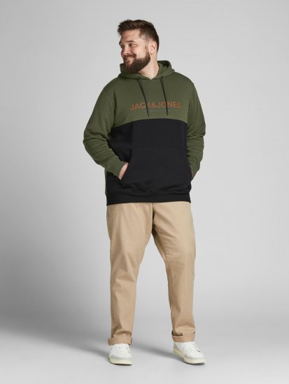 Jack & Jones JJEURBAN BLOCKING SWEAT Forest Green - Felpe & felpe con cappuccio - Felpe & Felpe con Cappuccio Uomo Taglie Forti