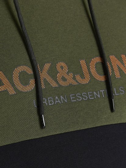 Jack & Jones JJEURBAN BLOCKING SWEAT Forest Green - Felpe & felpe con cappuccio - Felpe & Felpe con Cappuccio Uomo Taglie Forti