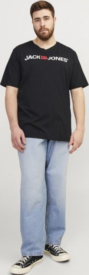 Jack & Jones Corp Logo Crew Neck T-Shirt Black - Magliette - Magliette Uomo Taglie Forti