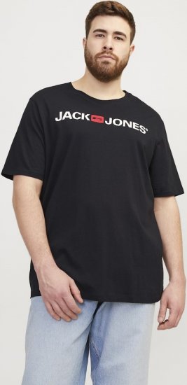 Jack & Jones Corp Logo Crew Neck T-Shirt Black - Magliette - Magliette Uomo Taglie Forti