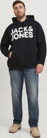 Jack & Jones CORP LOGO Large Print Hoodie Black - Felpe & felpe con cappuccio - Felpe & Felpe con Cappuccio Uomo Taglie Forti