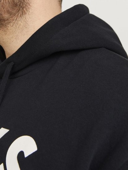 Jack & Jones CORP LOGO Large Print Hoodie Black - Felpe & felpe con cappuccio - Felpe & Felpe con Cappuccio Uomo Taglie Forti