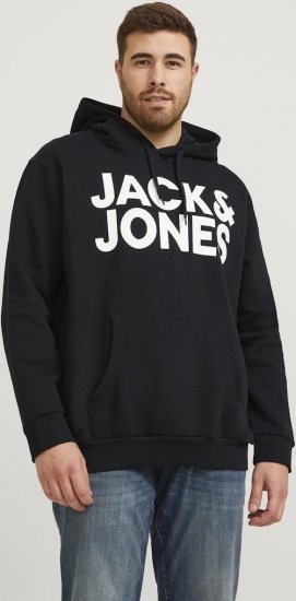 Jack & Jones CORP LOGO Large Print Hoodie Black - Felpe & felpe con cappuccio - Felpe & Felpe con Cappuccio Uomo Taglie Forti